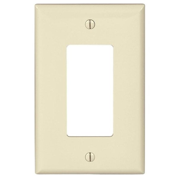 Eaton Wiring Devices Wallplate, 487 in L, 312 in W, 1 Gang, Polycarbonate, Light Almond, HighGloss PJ26LA